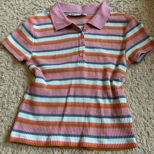 SO Clothing Pink Striped Polo Shirt